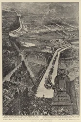 Vogelperspektive der Route, die die Prozession auf dem Weg nach Paddington zeigt